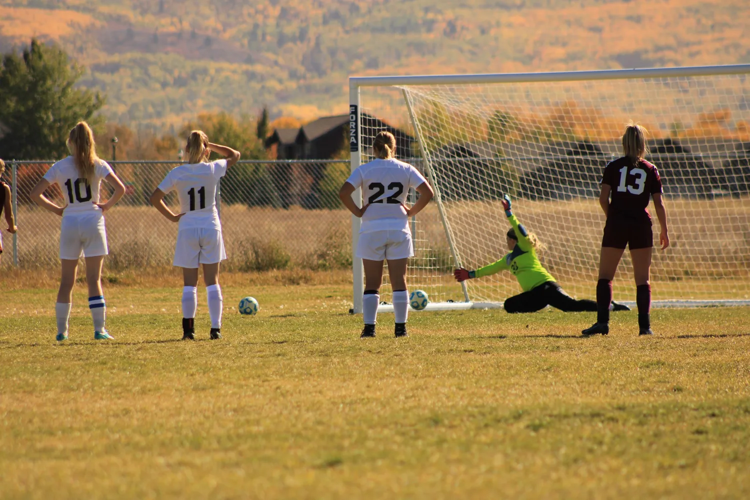 Goalkeeper diving to save a penalty kick